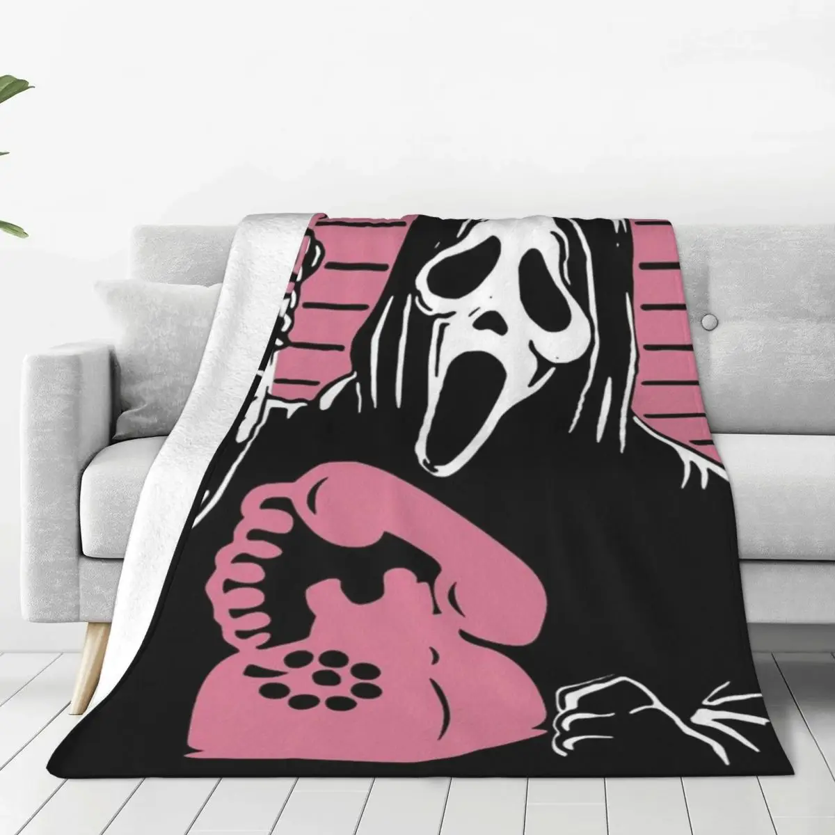 

Scream Ghostface Halloween Horror Movie Blanket Fleece All Season Super Warm Throw Blankets for Bed Outdoor Rug Piece