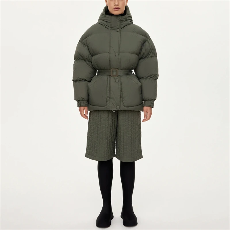 

Y2k зимняя новая женская утепленная теплая пуховая куртка с капюшоном 2023 Высококачественная Корейская Повседневная ветрозащитная короткая пуховая куртка с поясом