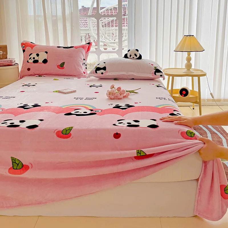 Бархатное постельное белье Bonenjoy симпатичная панда простыня для зимы