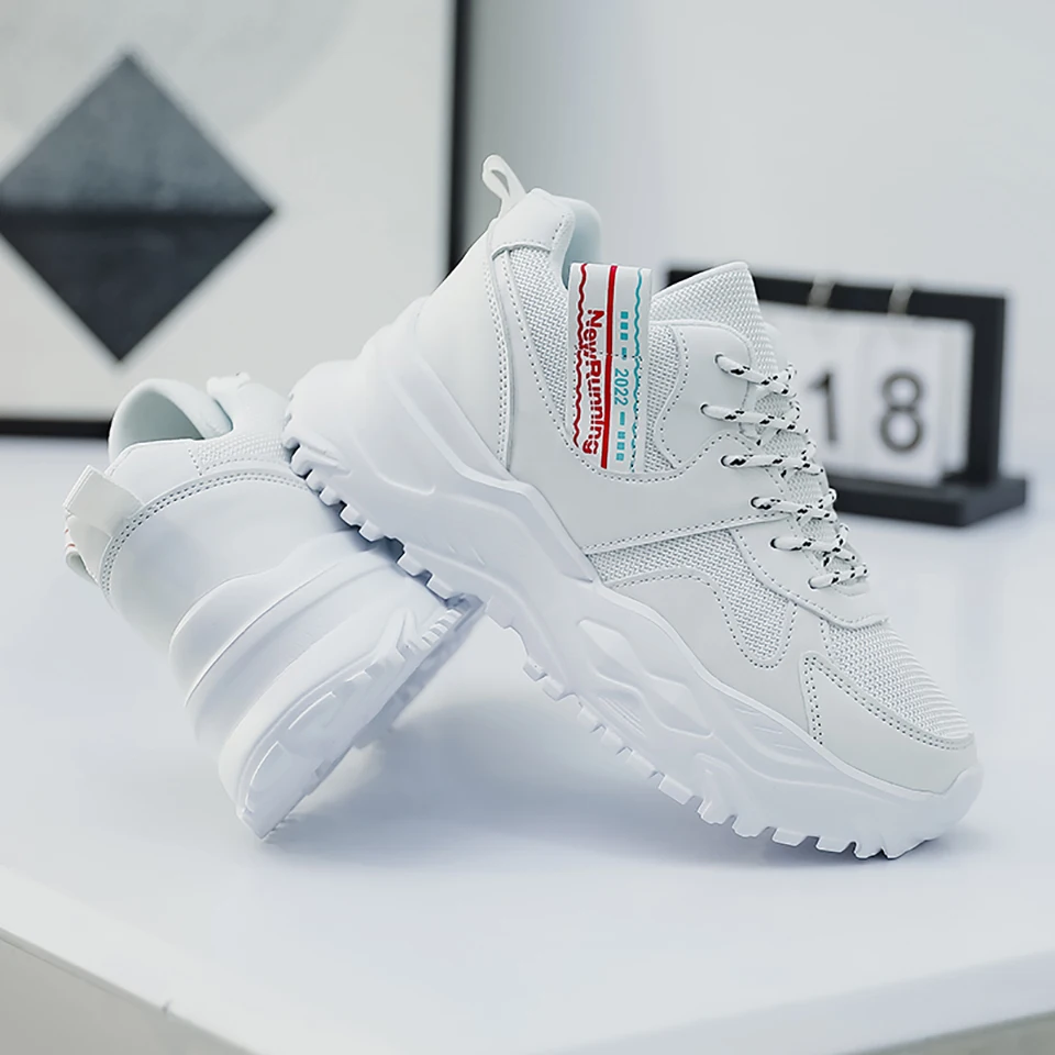 Loekeah Mix Color Casual Shoes Breathable Lace-Up Clunky Sneaker Unisex Fashion Walking Shoes Platform Footwear Outdoor Sports