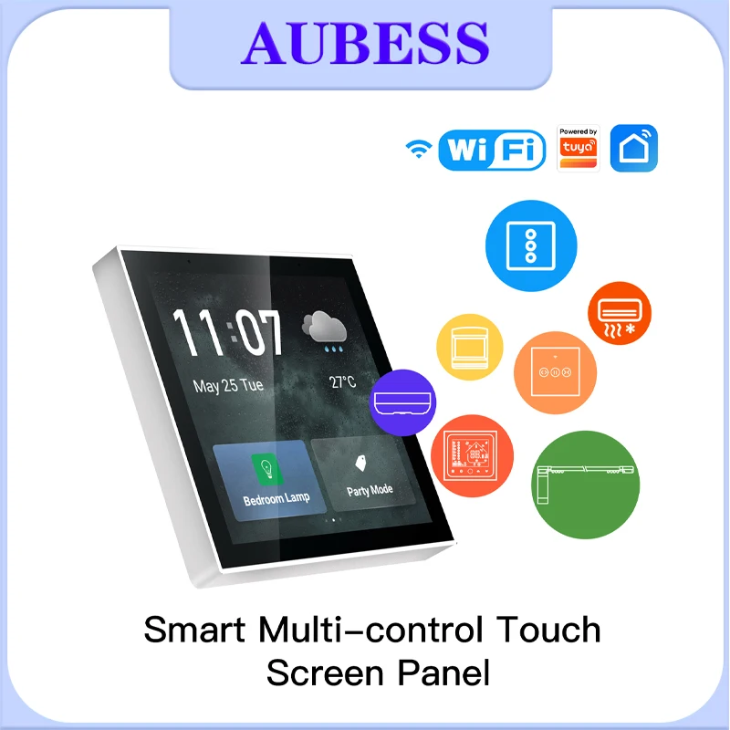 

Панель управления умным домом Aubess ZigBee Tuya, многофункциональная Панель управления с сенсорным экраном, 4 дюйма в стене, центральное управлени...