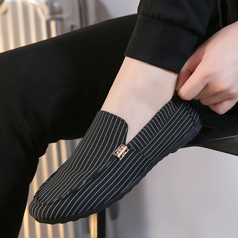 Лоферы мужские прогулочные светильник кие холщовые туфли дышащие без застежки