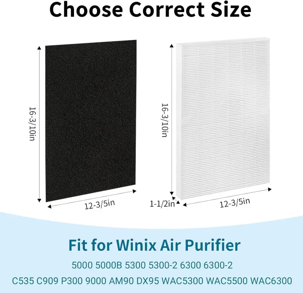 2 упаковки C 535115115 Фильтр размера 21 совместим с очистителем воздуха Winix C535 5300 5300-2 6300