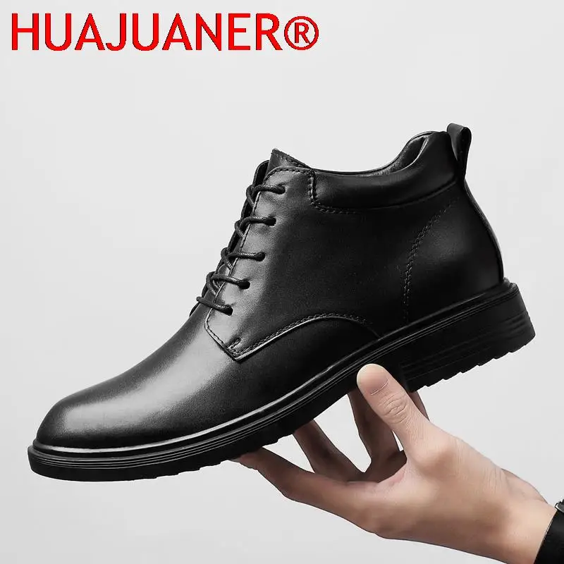 

Ботинки мужские зимние из натуральной кожи, на шнуровке