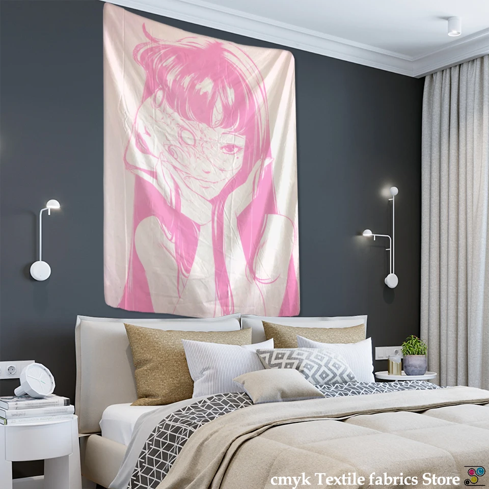 

Японский ужас аниме настенный гобелен загадочный тапиз мультфильм ужас иллюстрация Kawaii художественная комната домашний декор