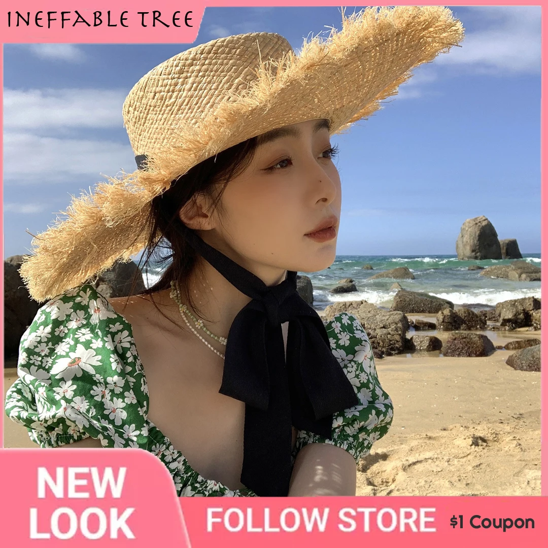 2022 Straw Summer Hat Women Sun Hat with Wind Lanyard Wide Brim UV Protection Beach Hat Foldable Female Summer Gorros