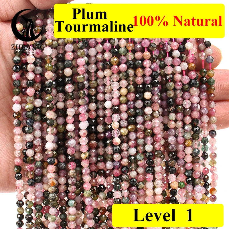 

Zhe Ying 4mm Natural Plum Tourmaline Faceted Beads Amethyst Epidote Beads for Jewellery Making DIY Bracelet Accessories