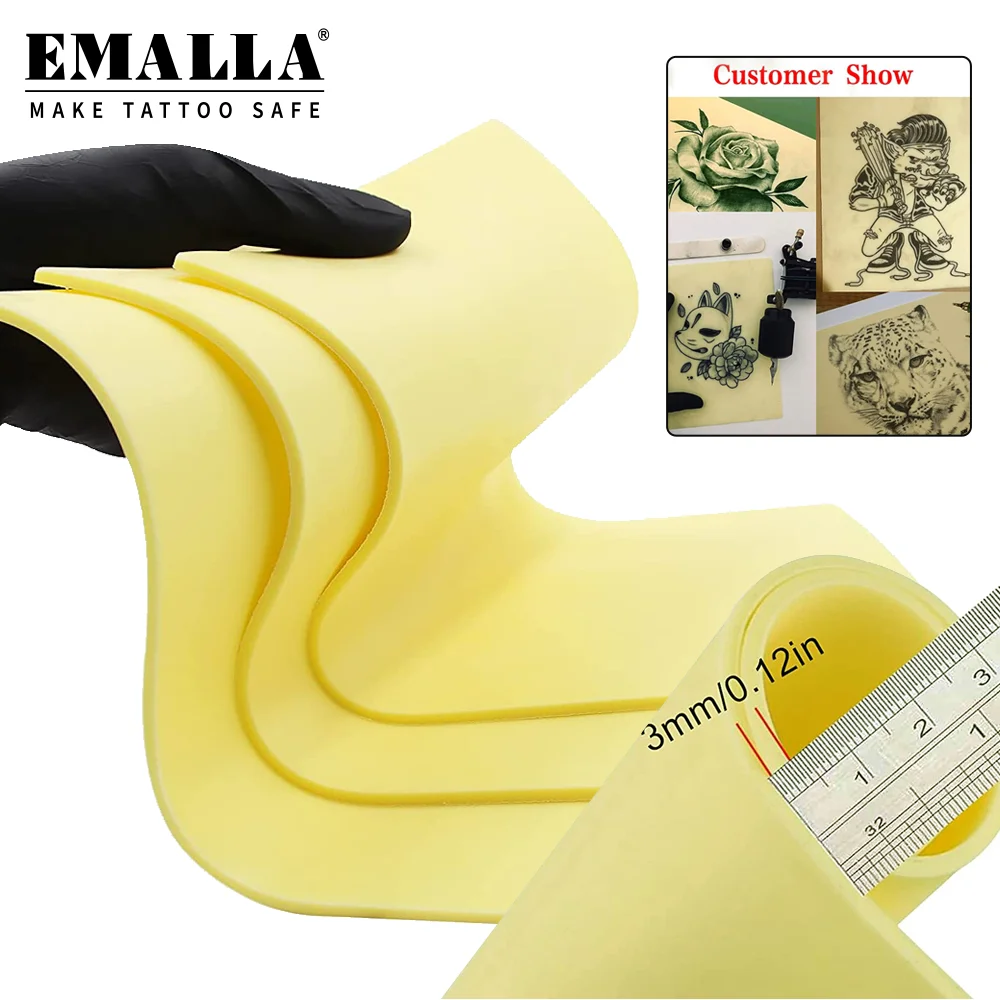 

EMALLA Blank Tattoo Practice Skin 5PCS Double Side Large Size Fake Skin for Tattoo Beginners and Tattoo Artists Makeup Supply