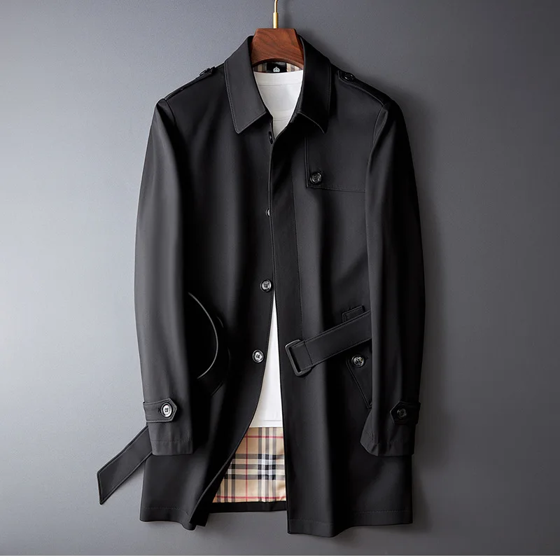 

High-quality Men's Windbreaker Mid-length 2021 New Korean Fashion Windbreaker Jacket Vibrato The Same Style 7XL Large Size