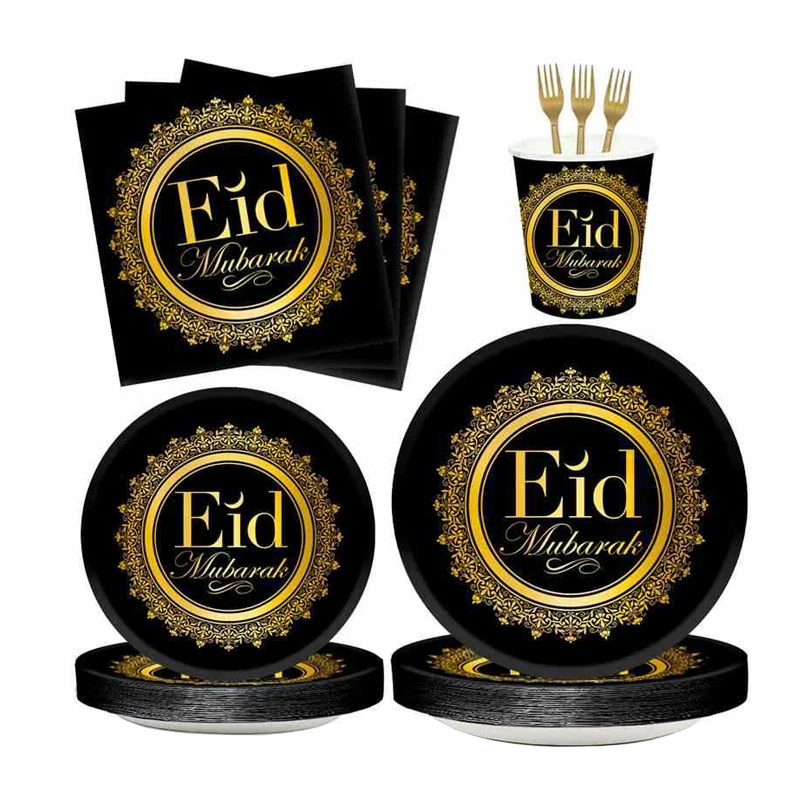 

Набор посуды Eid Mubarak, мусульманские тарелки с десертами и вилками для 8 гостей, 48 штук в комплекте