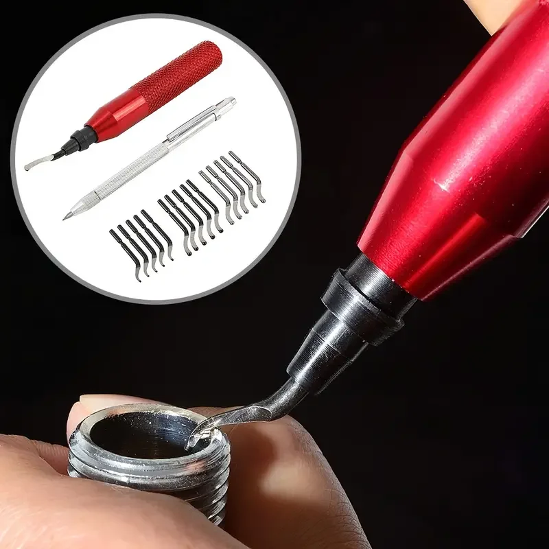 

Deburring Tool Kit Hand-held Ergonomic Deburring Cutter Precision Edge Burr Remove Tool With 15pcs Replacement Blades Scribing P
