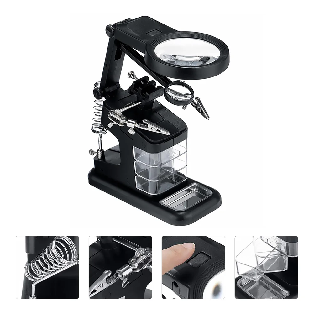 

10 LED Multifunctional Soldering Iron Kit Station Light Magnifying Glass Desktop Magnifier Tabletop