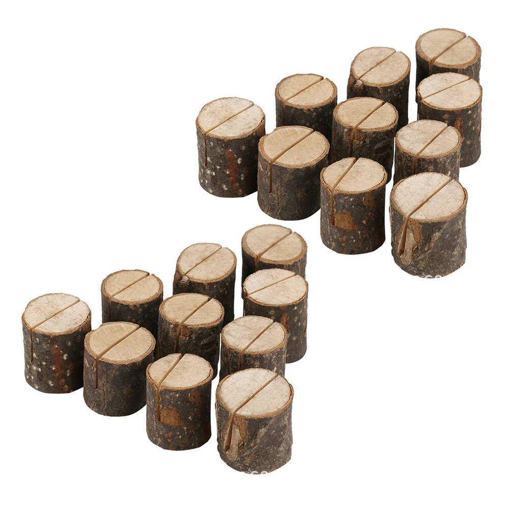 

25pcs Rustic Table Holders Wood Place Holders Wood Photo Holders Memo Holder Picture Note Clip Holders Escort Holder for