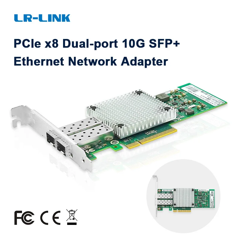 LR-LINK 9802BF-2SFP+ 10Gb Ethernet Network Card PCIe x8 Dual Port Optical Fiber Server Adapter Intel 82599 Compatible X520-DA2