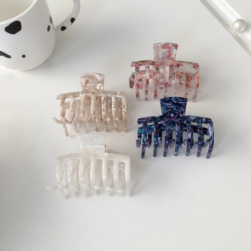 

2021 New INS Korean Accetate Print Acrylic Hairpins Hair Clip Crab Hair Claws Clamp For Women Hair Accessories Headdress