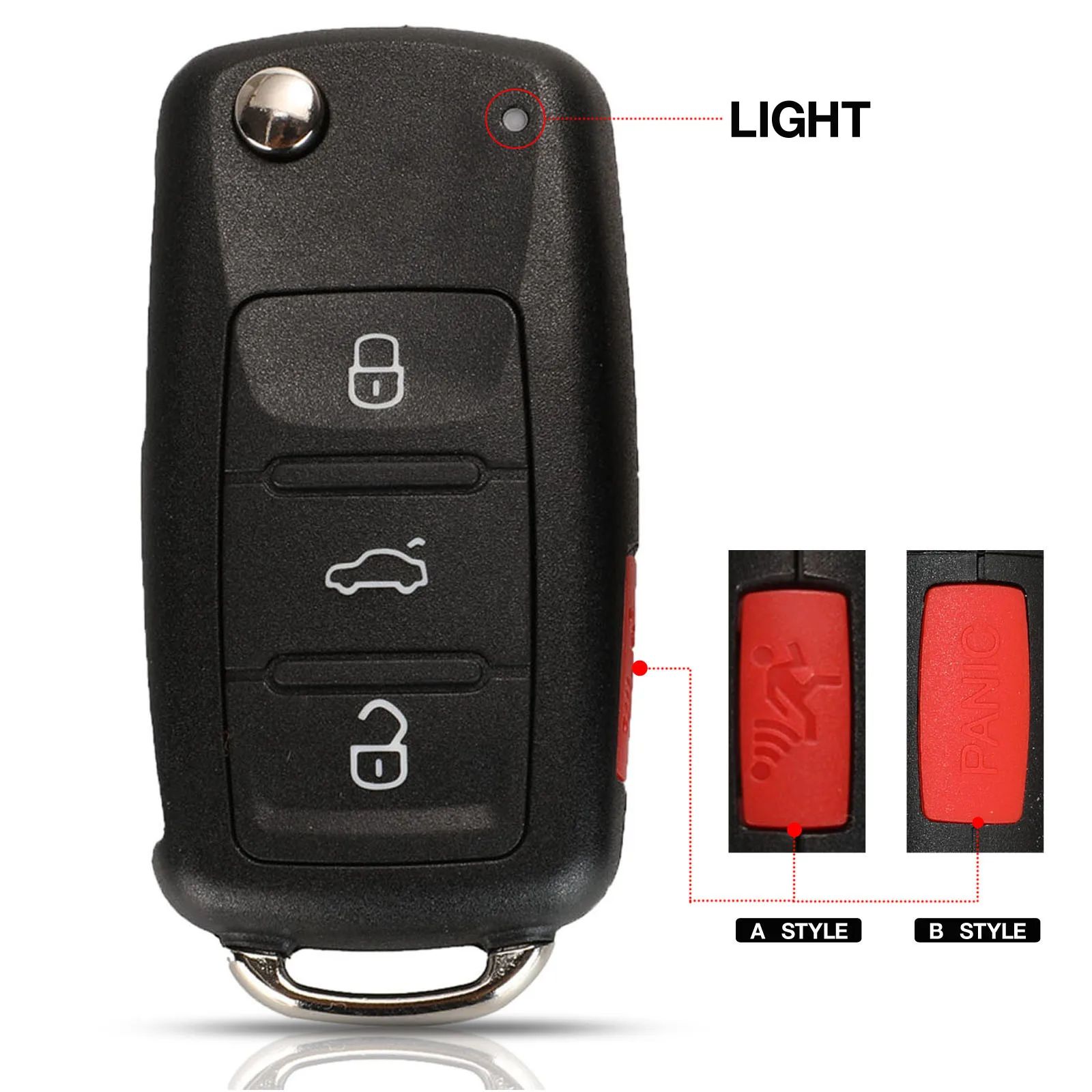 

jingyuqin 3+1 Button Uncut HAA HU66 Blade Car Key Knife Shell For V W VolksWagen Polo Golf Passat Octavia Seat Passat Beetle