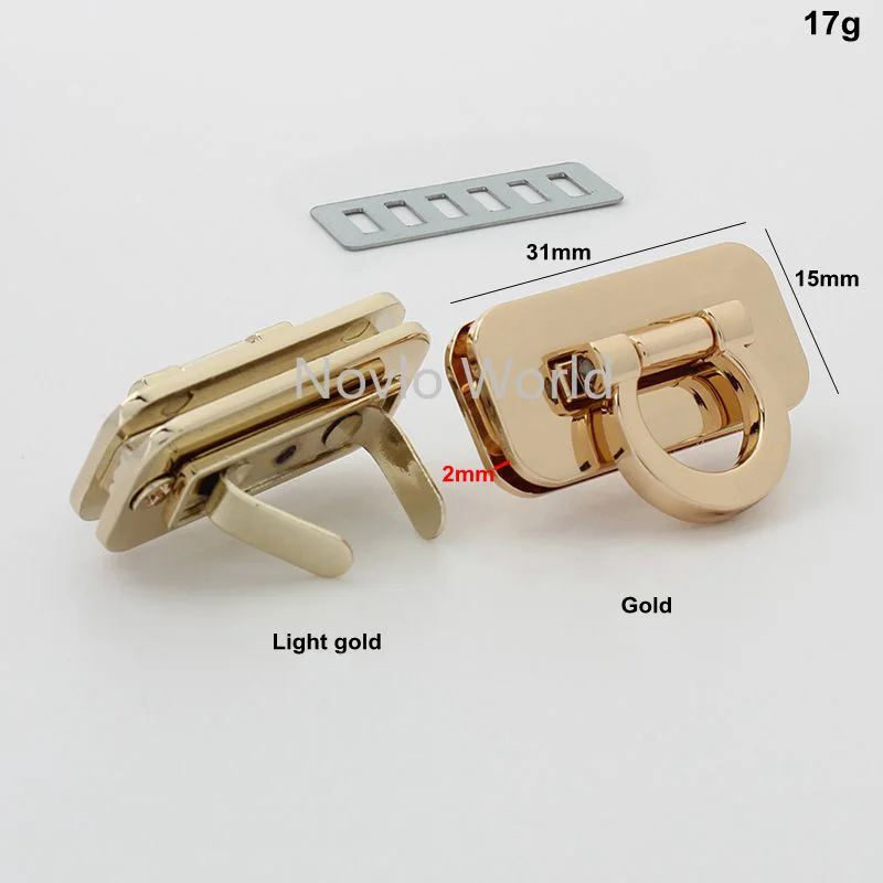 5-20-50sets 2 colors 31*15mm gold rectangle shape flip lock for woman handbag metal clasp purse accessories