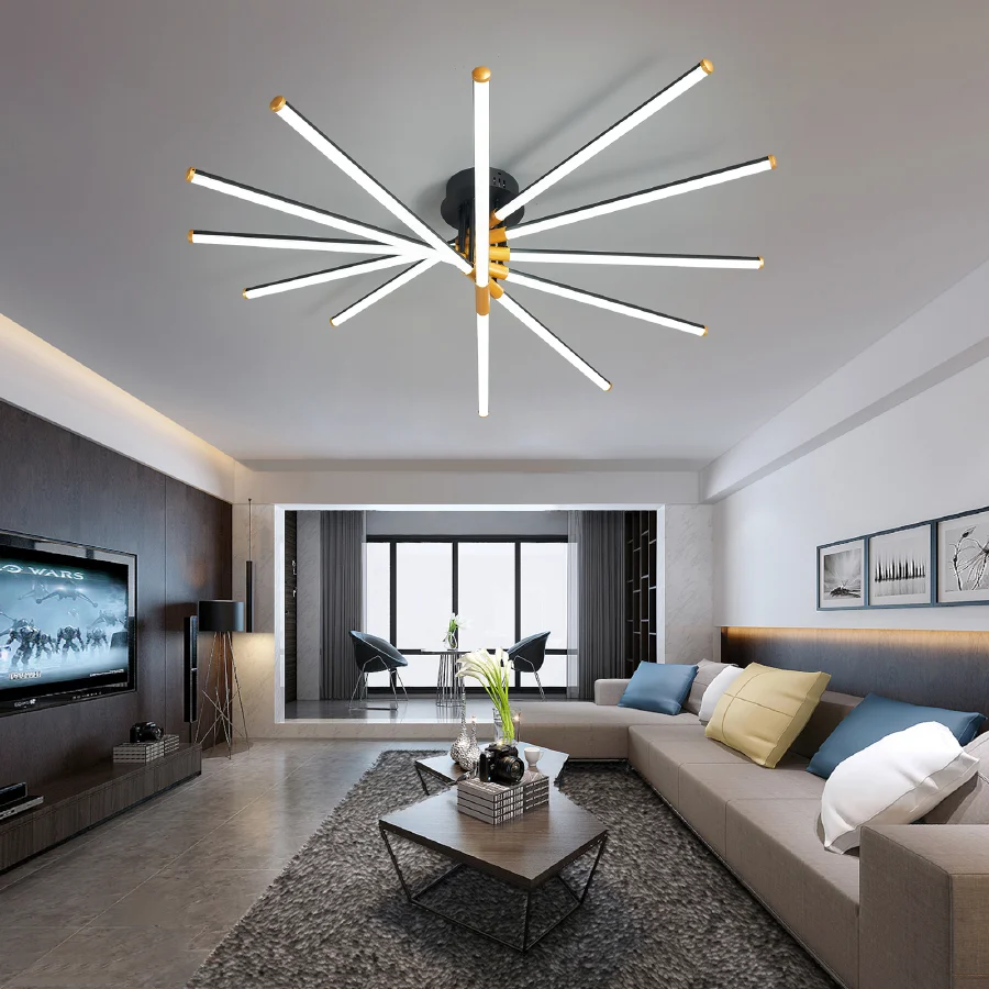 

Modern Led Chandelier Lights For Living Room Study Room Bedroom Smart Home Bluetooth Compatible with Alexa Google Home APP RC