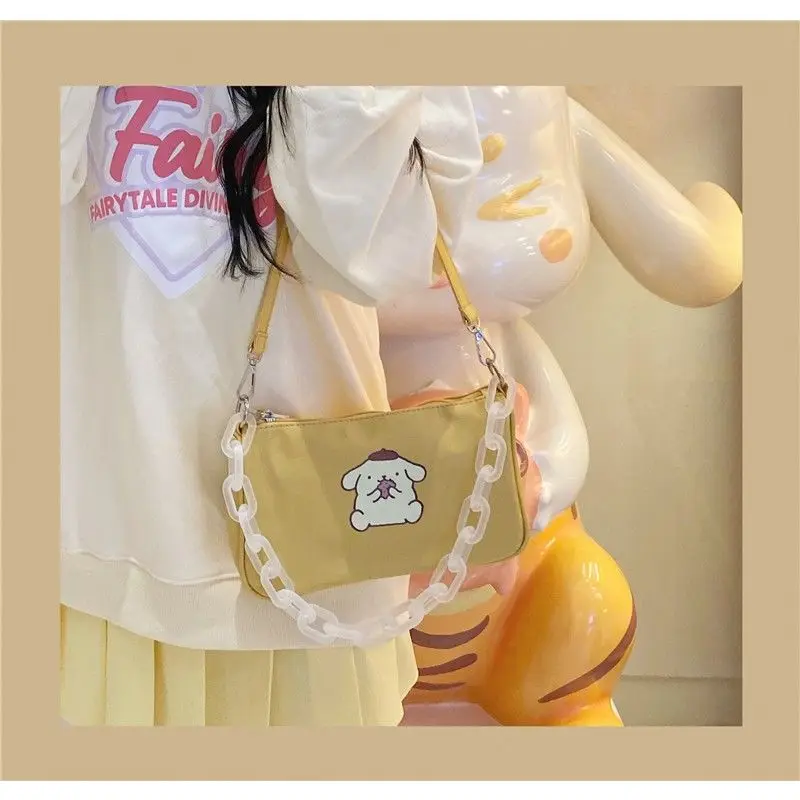 

Японская летняя сумка для подмышек Sanrio Mymelody Cinnamoroll Kuromi помпон пурин Повседневная сумка через плечо кавайная аниме плюшевая игрушка подарок ...