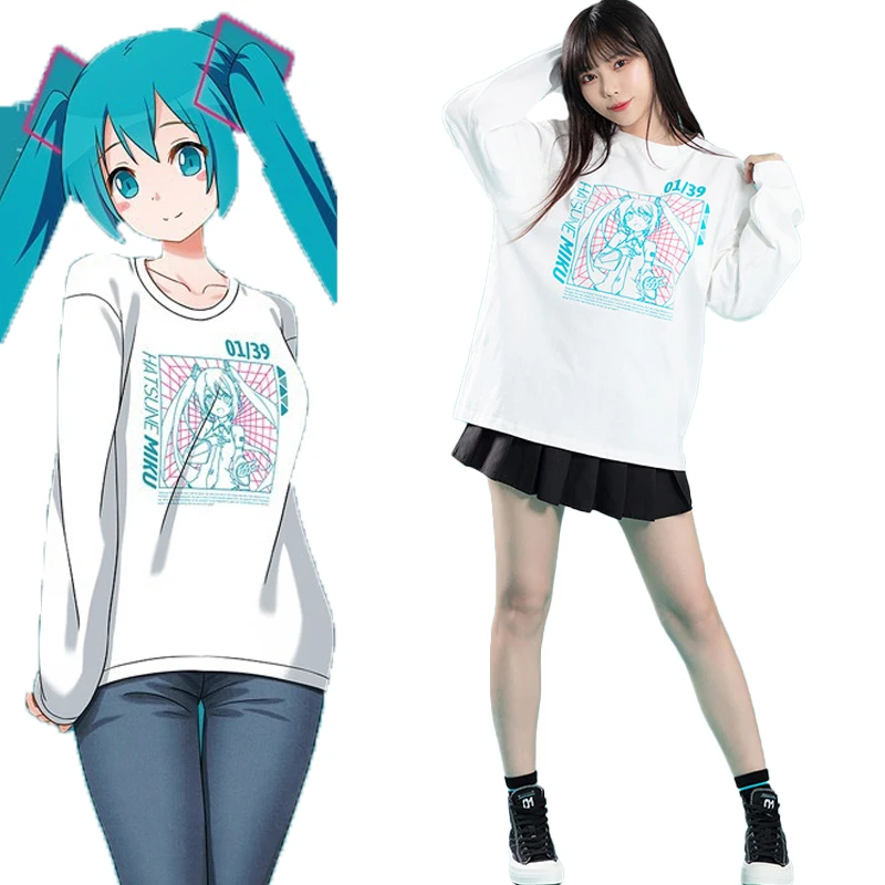 

The original Anime peripherals Hatsune Miku Moeyu inside clothes 2D bottoming shirt same style for men and women couple models