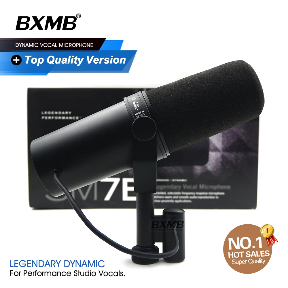 Professional SM7B Dynamic Microphone Selectable Frequency Response Cardioid Mic for Studio Recording Performance Live Vocals