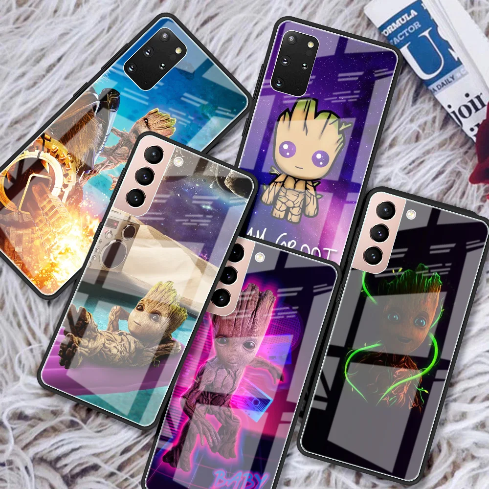 glass-case-for-samsung-galaxy-s22-ultra-s21-plus-s20-fe-note-20-10-lite-s10-s9-s8-s10e-fundas-phone-cover-marvel-guardians-groot