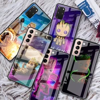 glass case for samsung galaxy s22 ultra s21 plus s20 fe note 20 10 lite s10 s9 s8 s10e fundas phone cover marvel guardians groot