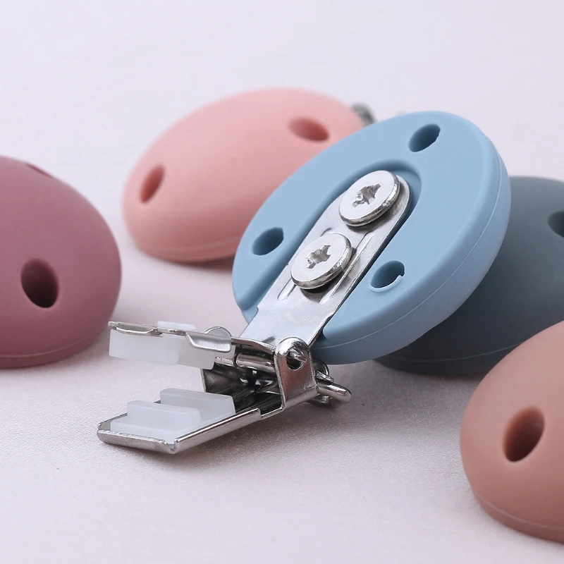 

Infants Round Silicone Pacifier Clip Baby Teether Safety Clasp Dummy Chain Nipple Soother Holder