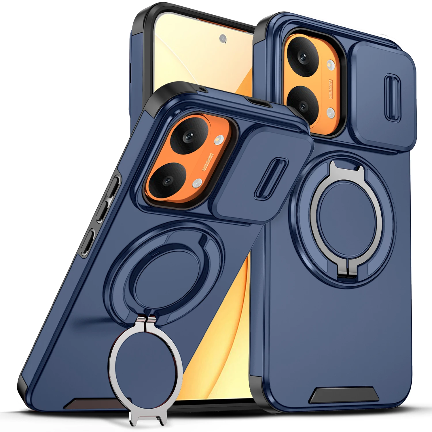 Фото Чехол для Redmi Turbo 5 Max 5G, противоударный, с защитой камеры, 360-градусная защита °   Вращающаяся подставка-кольцо №2