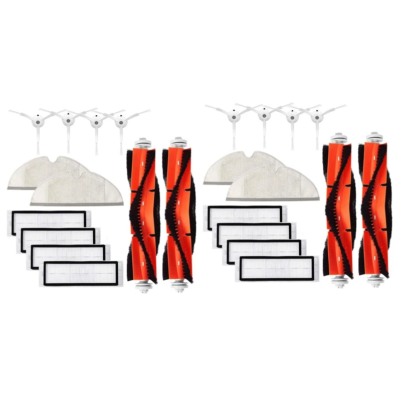 

For Xiaomi Roborock S5 S50 S51 C10 E25 E20 E35 Pack Of 4 Main Brush, 8 Hepa Filters, 8 Side Brushes And 4 Mop Cloth