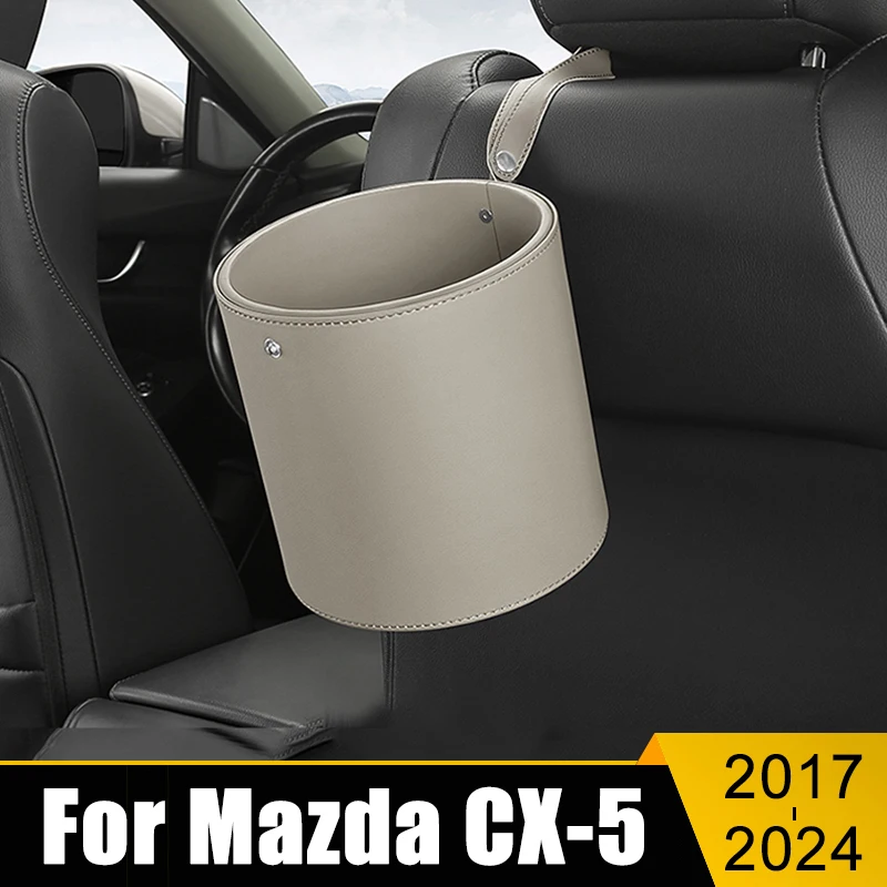 

For Mazda CX-5 CX5 CX 5 KF 2017 2018 2019 2020 2021 2022 2023 Portable Car Circular Trash Can Garbage Pocket Holder Sundries Bin