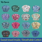 Шапка женская, хлопковая, с цветочным принтом