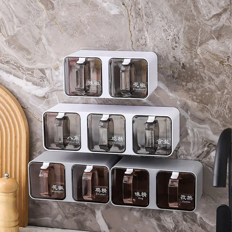 

Seasoning Rack Kitchen Spice Jar Multi-layer Wall-mounted Eco-friendly Plastic Material Kitchen Organizer Storage Container
