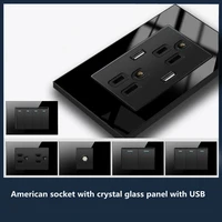 depoguye black crystal glass usb wall charger phone socketus standard wall power outlet with 2 usb ports 5v 2 1a plug adapter