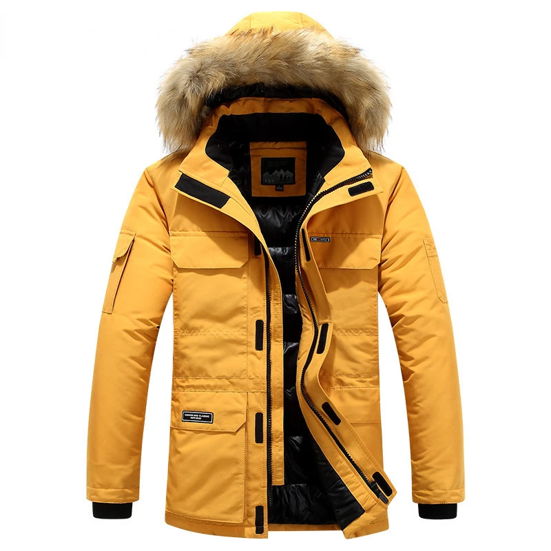 New Arrivals Winter Men's Fashion Hooded Down Jacket with Fur Windbreaker Keep Warm Thicken Coat Brand Parker