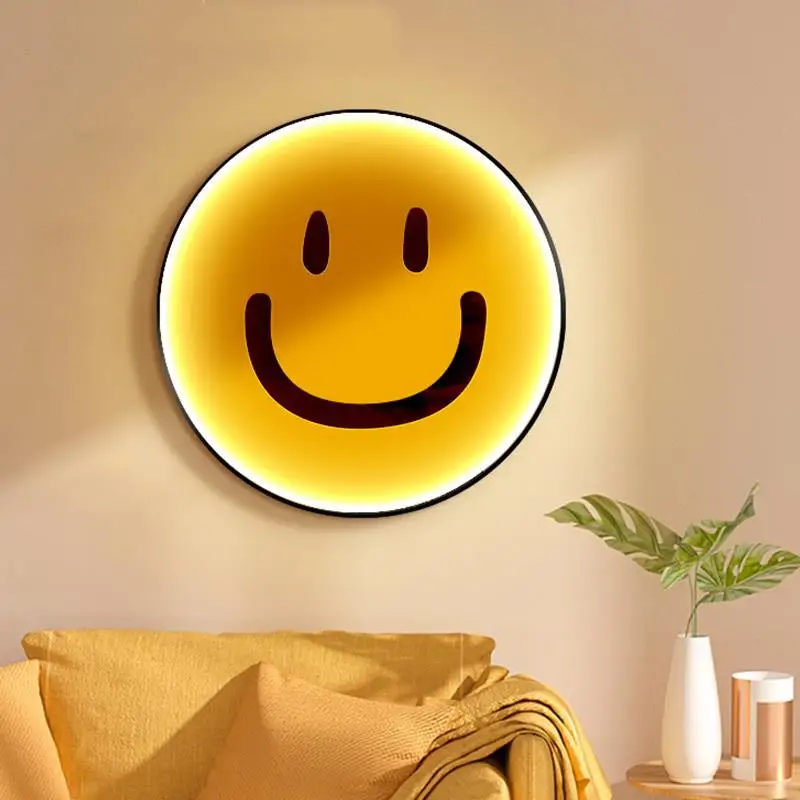 

Современное украшение для гостиной, светодиодная настенная лампа, абажур с улыбающимся лицом, светильник, лофт, спальня, домашний декор, настенные бра для столовой