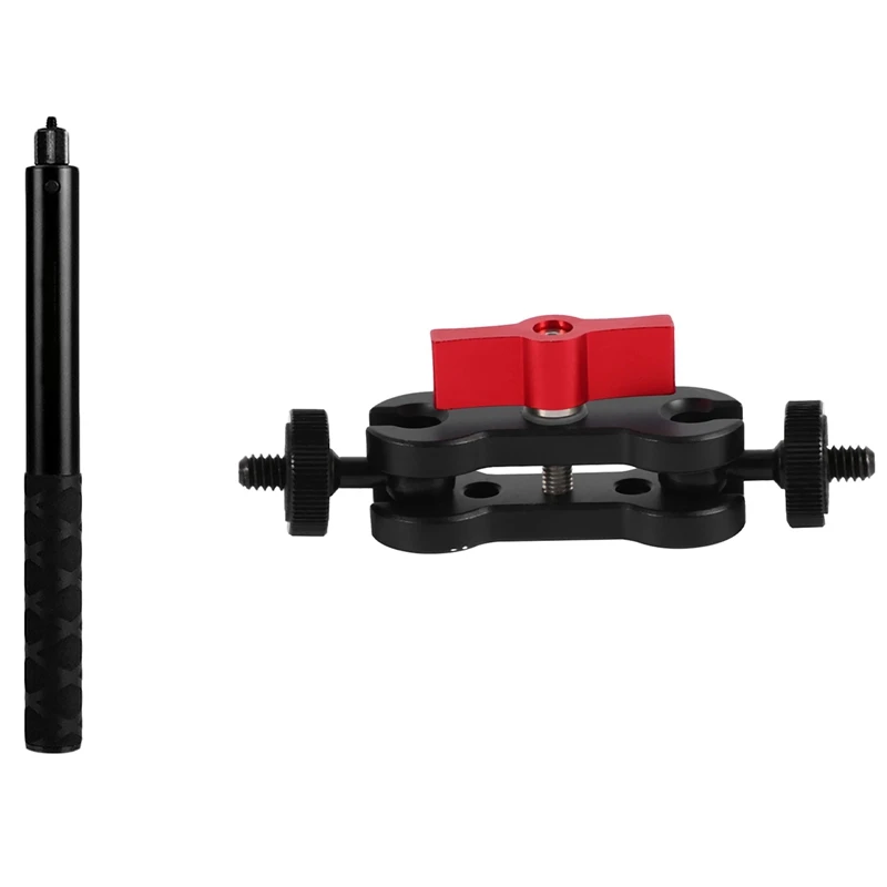 

Aluminum Alloy Multi-Function Dual Ball Head Hot Shoe 1/4 Inch Tripod With Camera Rotation Extension Telescopic Rod
