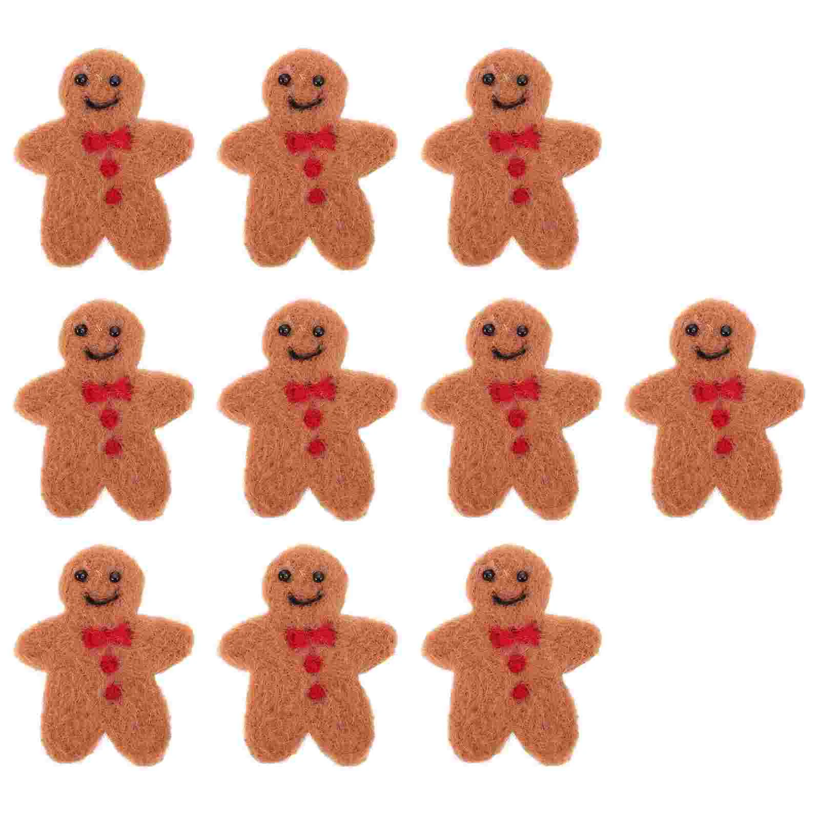 

10 Pcs Crafts Supplies Gingerbread Man Pendant DIY Hairpin Charms Accessories Handicraft Decorative Felt Pendants