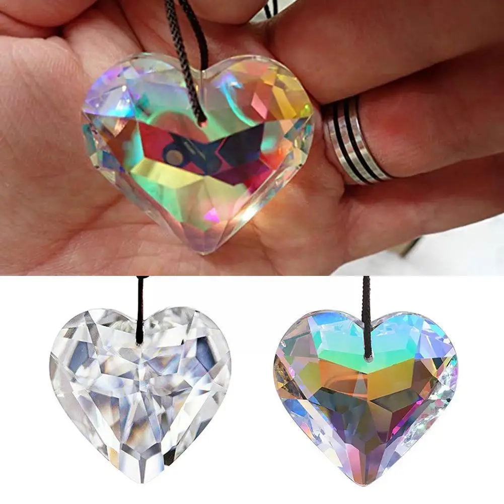 

45mm Heart Pendant Crystal Diy Garden Decoration Outdoor Chandelier Pendant Rainbow Maker Prism D3j7