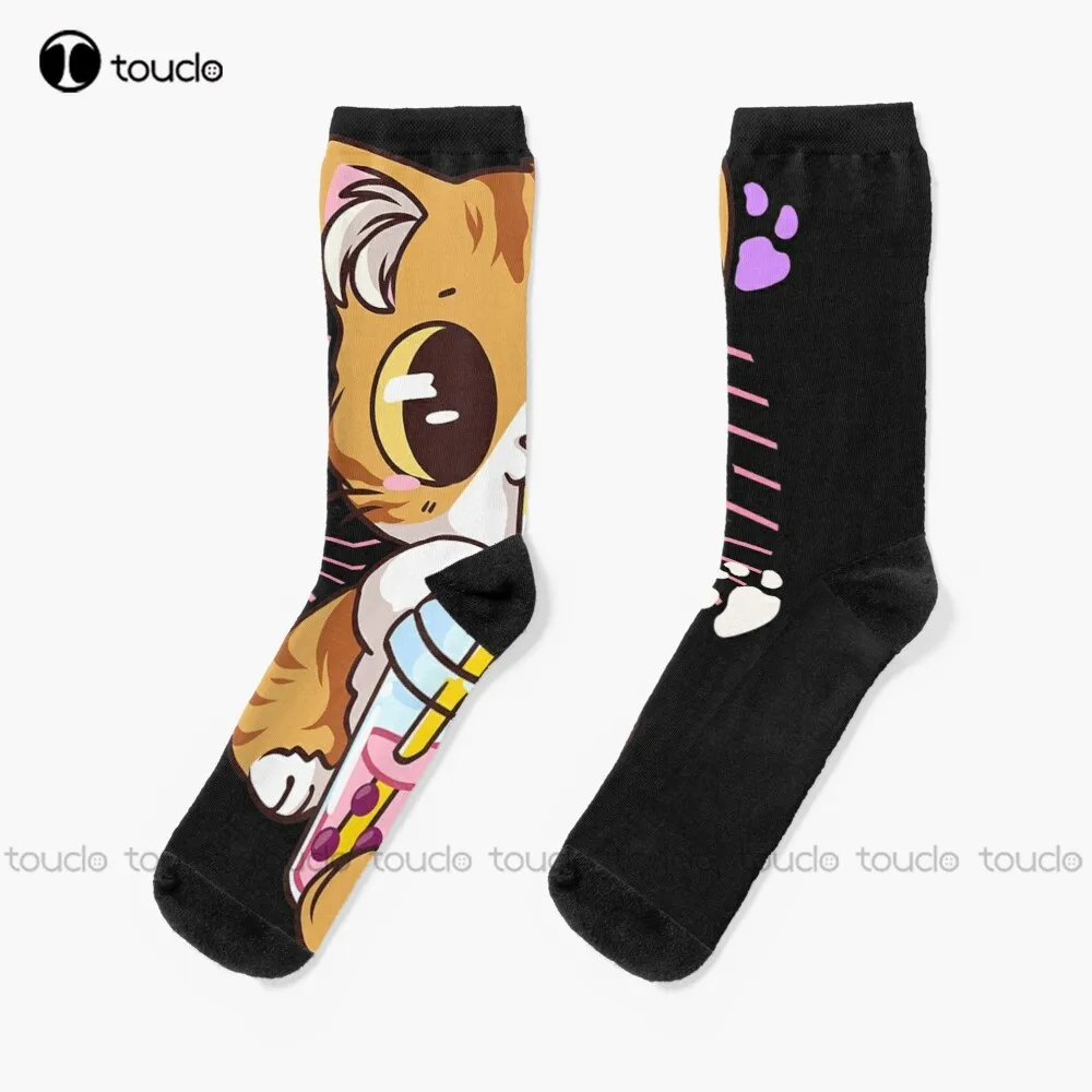 

Милый кавайный котик для женщин, с Носки с рисунком «котята» молочного чая, носки для тренировки аниме, подарок на Рождество