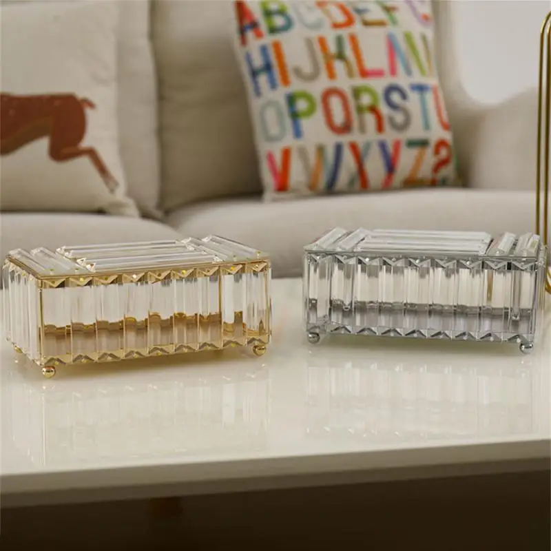 

Paper Storage Container Rectangle For Hotel Office Home Cover Bling Crystal Handmade Elegant And Noble Home Storage Tissue Box