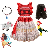 new vaiana necklace dress moana clothing princess dresses kids party cosplay costumes with wig children clothing girls clothes