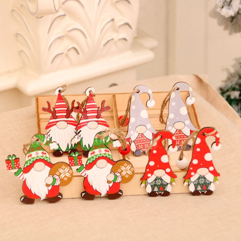 

Рождественские гномы деревянные подвесные Подвески для рождественской елки рождественские украшения для дома 2022 рождественские подарки н...