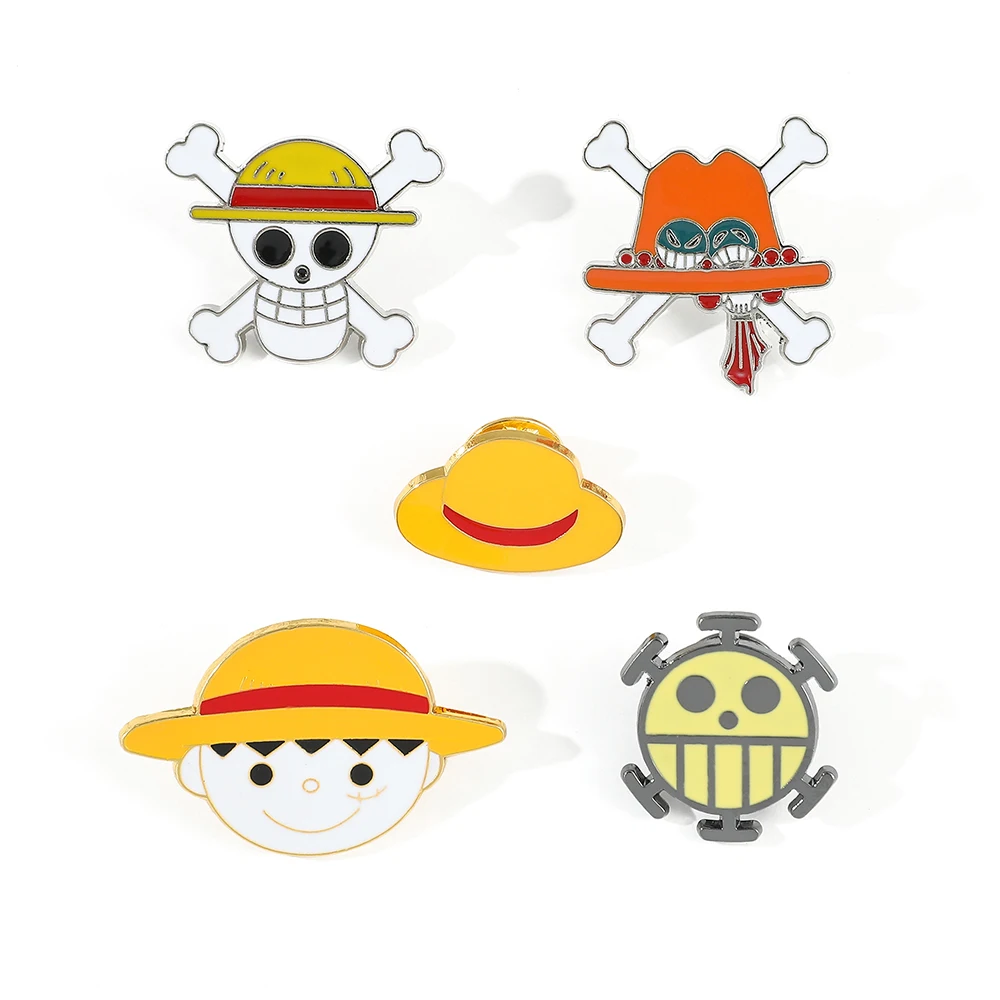 

One Piece брошь аниме мультфильм соломенная шляпа обезьяна D. Luffy значок с черепом и лацканами, одежда, рюкзак, булавки, ювелирные изделия, медаль для детей