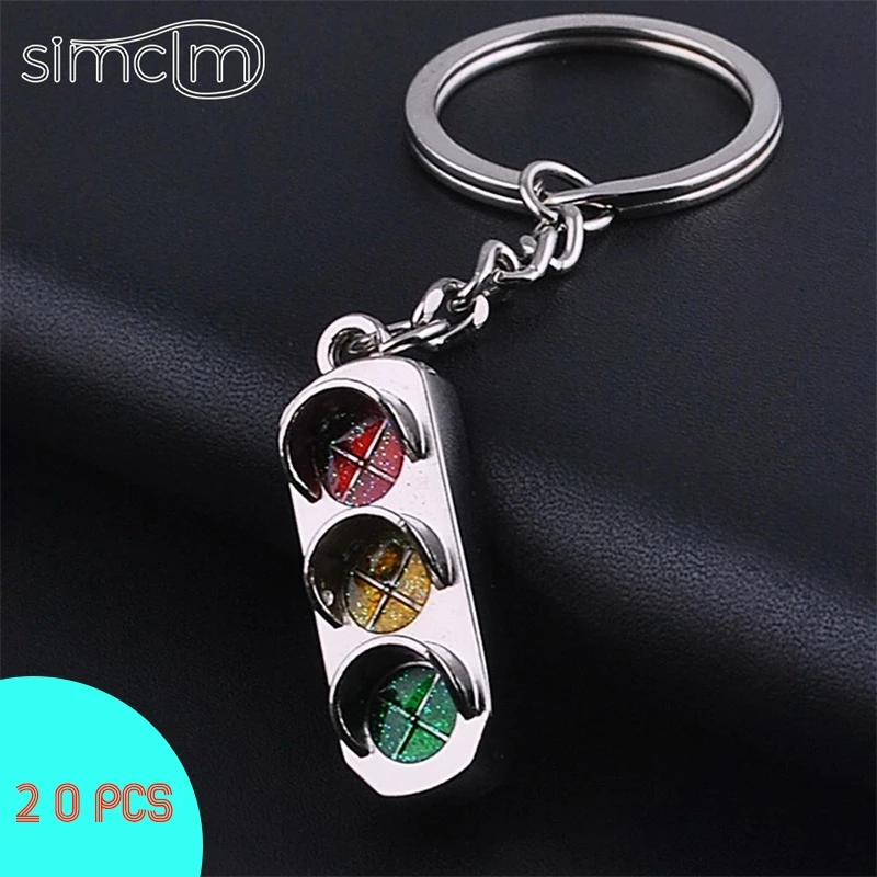 

20pcs Creative HommeTraffic Light Keychain Charm Key Chain Ring Accessories Pendant Women Ornament Business Gift