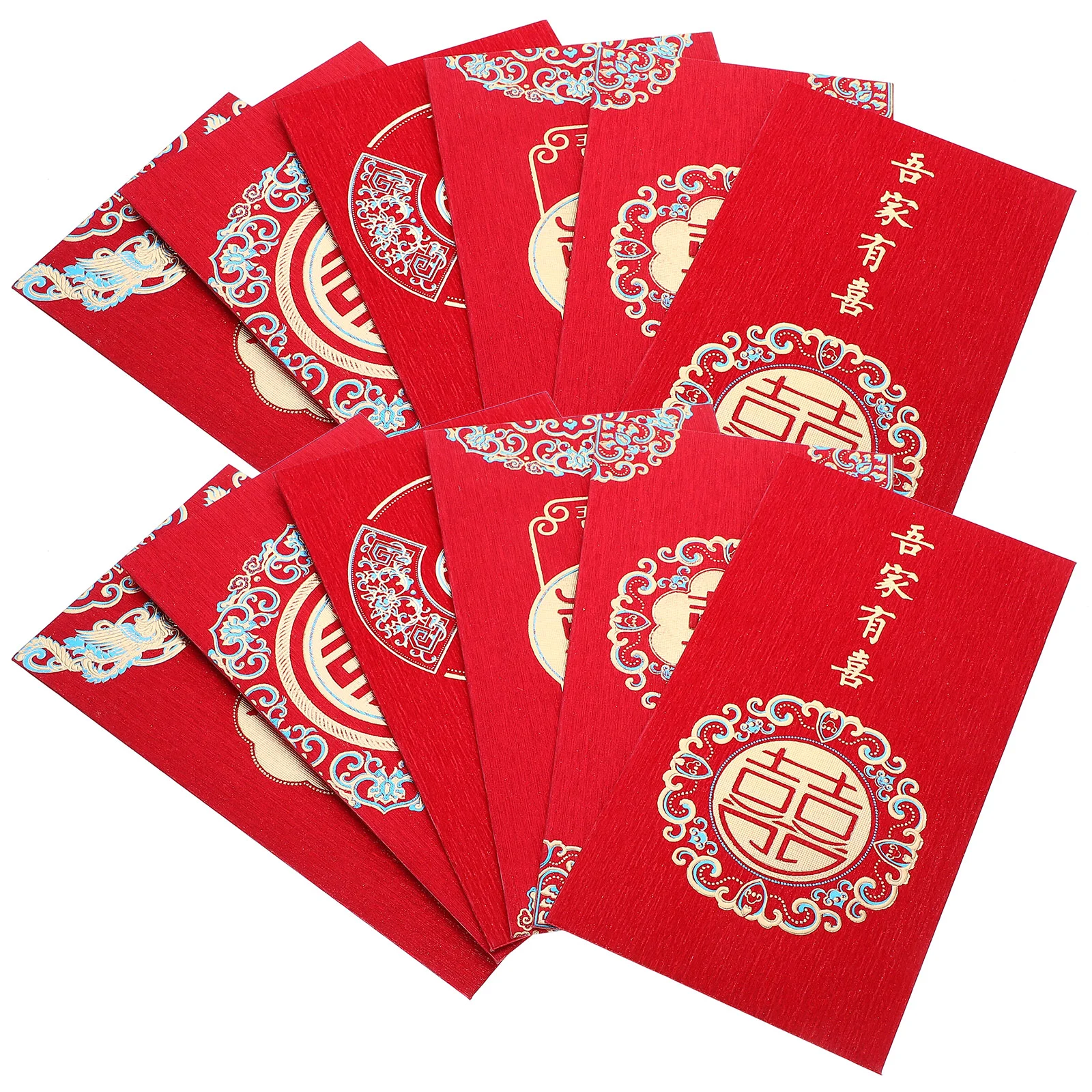 

12 Pcs Red Packet Envelopes Wedding Partysurname Lai Si Feng Luck Money Paper Festival