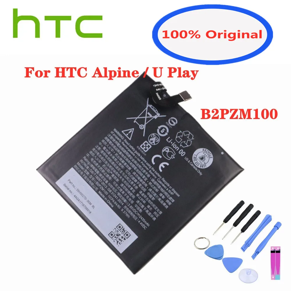 Новый оригинальный аккумулятор 2435 мАч B2PZM100 для HTC Alpine / U Play TD-LTE, телефон с двумя SIM-картами, батареи