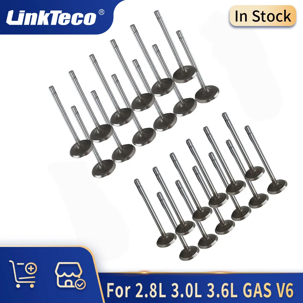 Комплект впускных выхлопных клапанов двигателя, 24 шт., подходит для 2,8 3,0 3,6 L V6 для BUICK CADILLAC CHEVROLET GMC PONTIAC SAAB SATURN SUZUKI