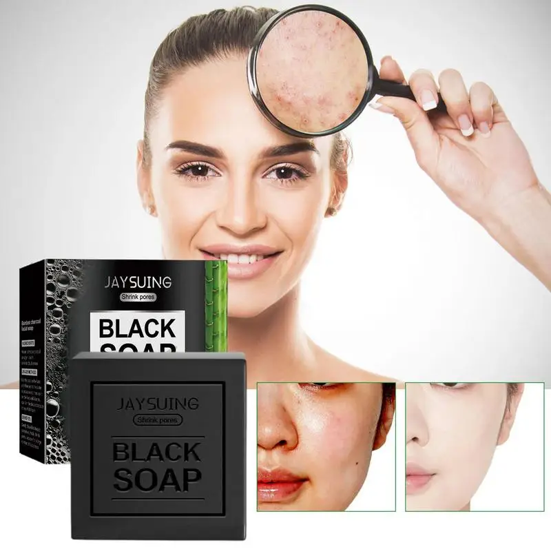 

Natural Bamboo Active Charcoal Organic Soap Bar Skin Whitening Soap For Face & Body Blackhead Removal Deep Cleanse Restores Skin