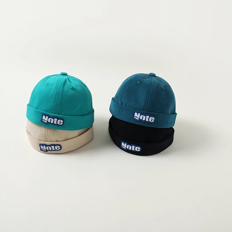 

Baby Docker Cap Brimless Hat Summer Boy Girl Beanie Hats Vintage Solid Color Kids Landlord Sailor Melon Caps 모자